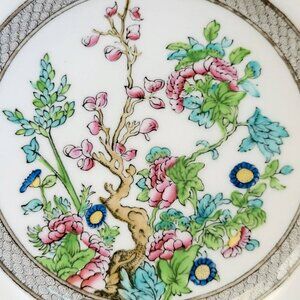 Antique Coalport Indian Tree LUNCHEON Plate, Multicolor Scalloped, c.1891-1920